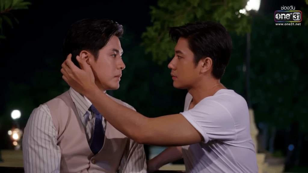 Film Thanapat Kawila as Tian and Jam Rachata Hampanont as Jiu in episode 9 of To Sir, With Love